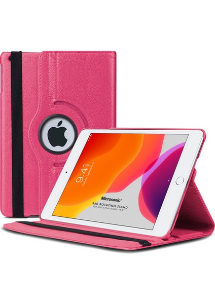 Apple iPad 10.2'' 9. Nesil (A2602-A2604-A2603-A2605) Kılıf 360 Rotating Stand Deri Pembe