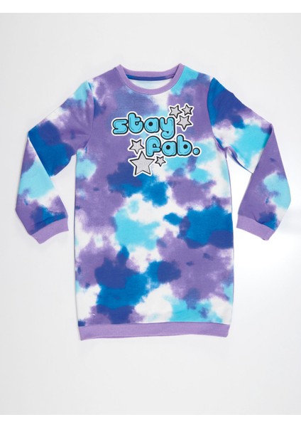 Kız Çocuk Elbisesi Bisiklet Yaka Batik Desenli Günlük Stil 2021 Sonbahar-Kış modelleri