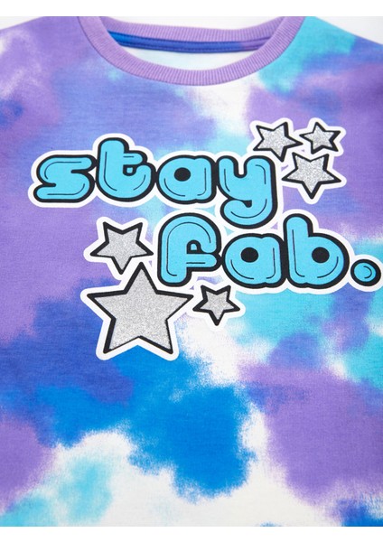 Kız Çocuk Elbisesi Bisiklet Yaka Batik Desenli Günlük Stil 2021 Sonbahar-Kış indirimleri