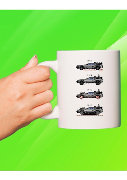 Delorean Baskılı Beyaz Porselen Kupa