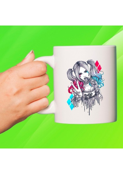 Harley Quinn Baskılı Beyaz Porselen Kupa