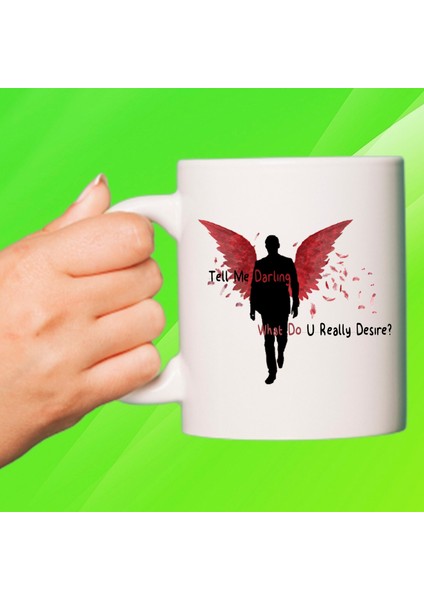 Lucifer Baskılı Beyaz Porselen Kupa