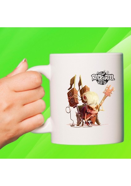 Rock And Roll Baskılı Beyaz Porselen Kupa