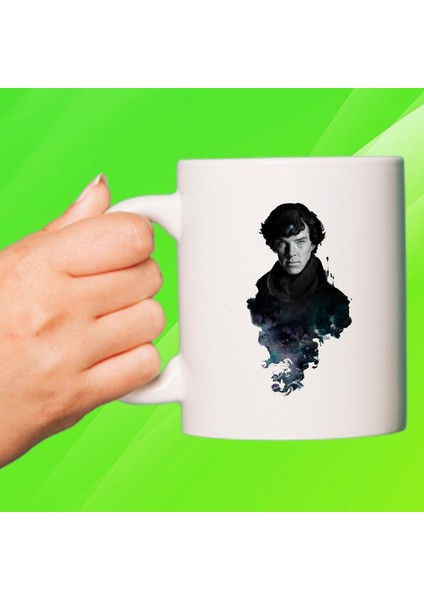 Sherlock Baskılı Beyaz Porselen Kupa