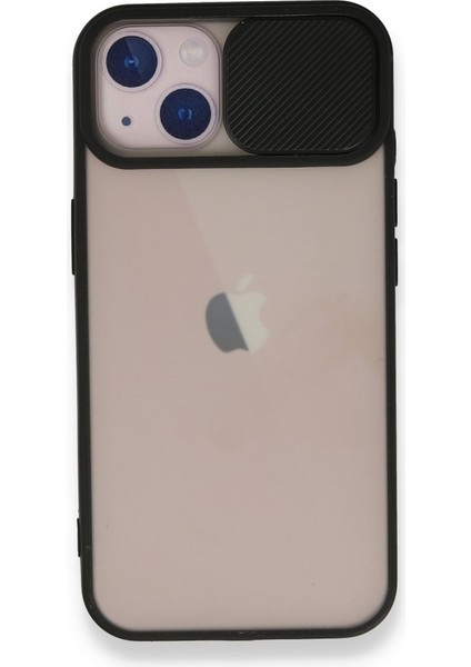 Apple iPhone 13 Mini Kapak Lensi Açılır Kapanır Kamera Korumalı Kılıf - Siyah