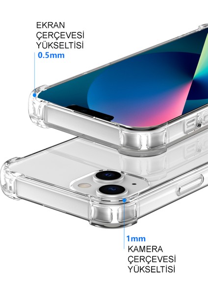 Apple iPhone 13 Kapak Şeffaf Airbag Antishock Köşe Korumalı Silikon Kılıf