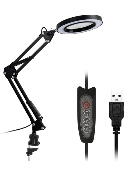 USB 5x Büyüteç Masa Lambası Büyüteç LED Işık 3 Karartma (Yurt Dışından)