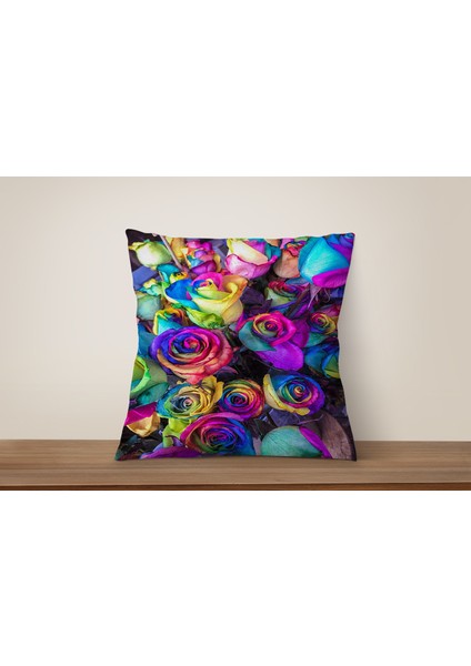 3D Suluboya Güller Kırlent Kılıfı