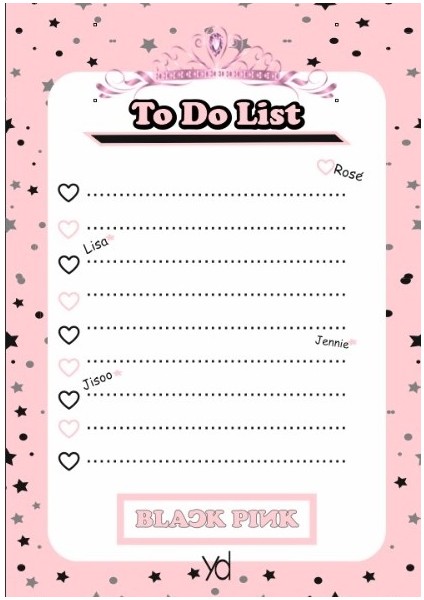 Yd Blackpınk To Do List Özel Tasarım Yapılacaklar Listesi