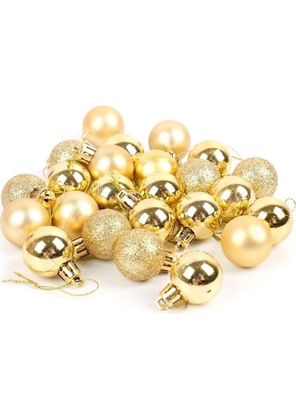 60 Adet Yılbaşı Cici Top Süsü 3 cm Gold Ağaç Süsü