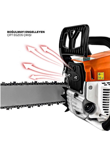 Tt-58 4.3 Hp Ağaç Motoru 58 cc Benzinli Testere Ağaç Odun Dal Kesme Makinası Zincirli Hızar