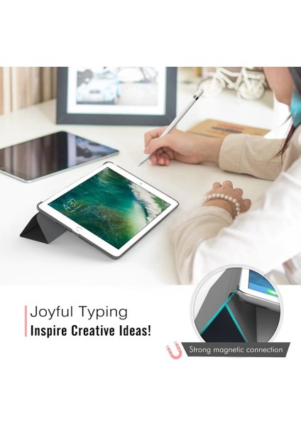Samsung Galaxy P610 Tab S6 Lite 10.4 Inç Tablet Kılıf Smart Cover Standlı Slim Tablet Kılıfı - Gold