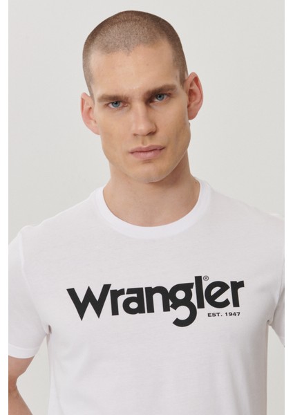 WRANGLER Erkek Beyaz Regular Fit Bisiklet Yaka T-Shirt