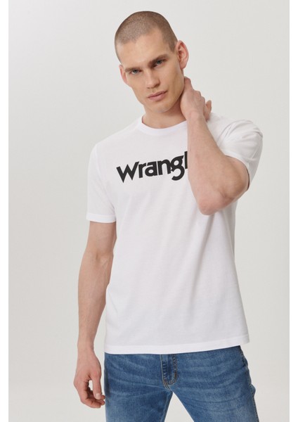 WRANGLER Erkek Beyaz Regular Fit Bisiklet Yaka T-Shirt