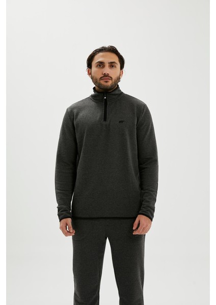 Backup Half Zip Erkek Gri Sweatshirt