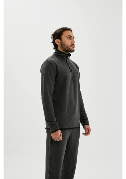 Backup Half Zip Erkek Gri Sweatshirt