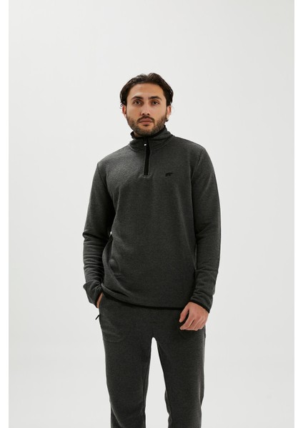 Backup Half Zip Erkek Gri Sweatshirt