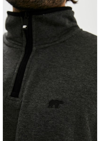 Backup Half Zip Erkek Gri Sweatshirt