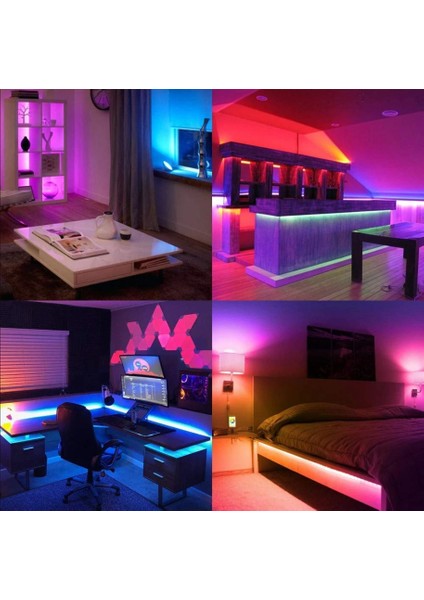 Adaptörlü Açma/kapama Anahtarlı 3 Çipli Şerit LED Rgb Full Set 10 Metre Rgb Set