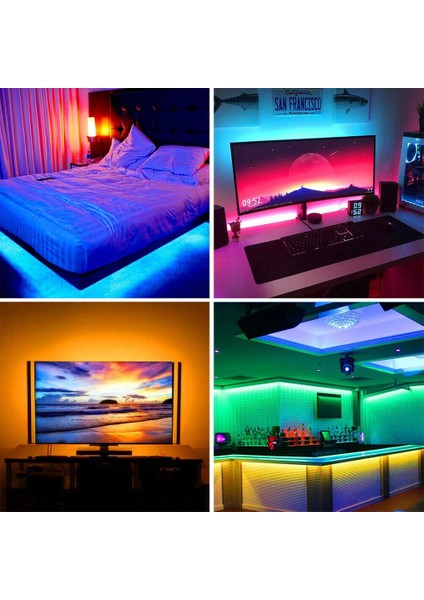 Adaptörlü Açma/kapama Anahtarlı 3 Çipli Şerit LED Rgb Full Set 2 Metre Rgb Set