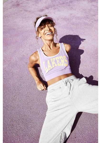 NBA Lakers Lisanslı Halter Yaka Çıkarılabilir Pedli Askılı Spor Sütyen V9386AZ21AU