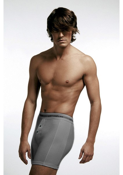 Erkek Elastanlı Biyeli Gri Melanj Boxer Şort 0880