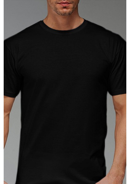 Erkek Süprem Bisiklet Yaka Siyah T-Shirt 0947