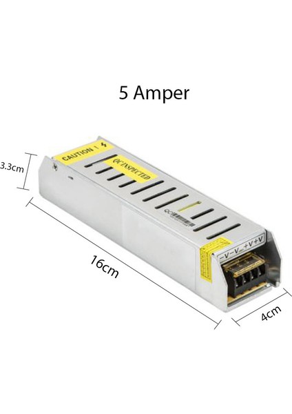 Slim LED Trafo 12 Volt Metal Kasa 2.1/5/8.5/12.5/17/29 Amper 5 Amper