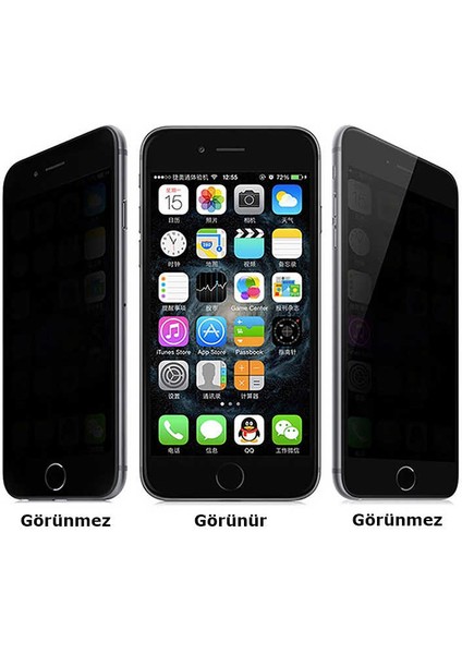 Apple iPhone 6 Plus Uyumlu Ekran Koruyucu Tam Kaplayan Hayalet Cam Gizlilik Filtreli modelleri