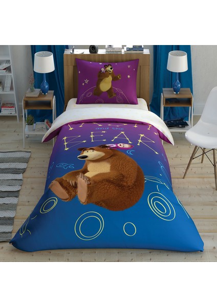 Lisanslı Masha And The Bear Galaxy Tek Kişilik Nevresim Takımı