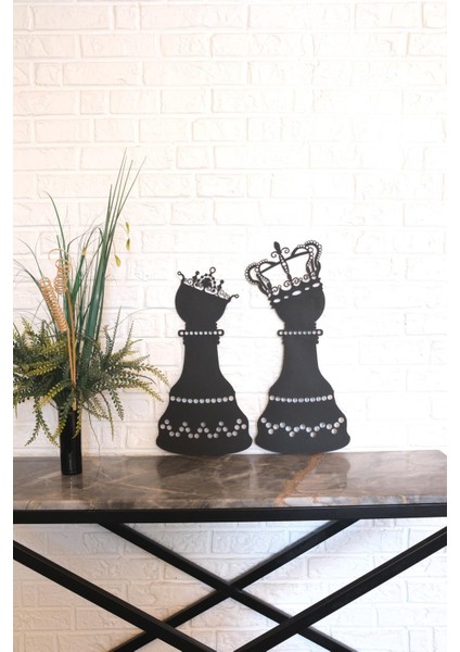 Satranç Taşları 2'li Metal Tablo