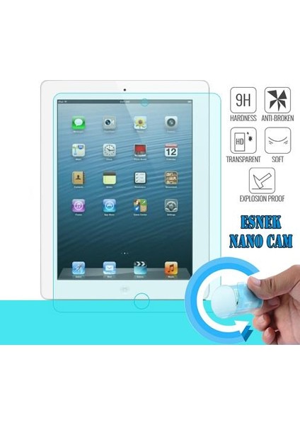 Apple iPad 2 3 4 Zore Nano Micro Temperli Ekran Koruyucu Plastik ve Cam Karışımı