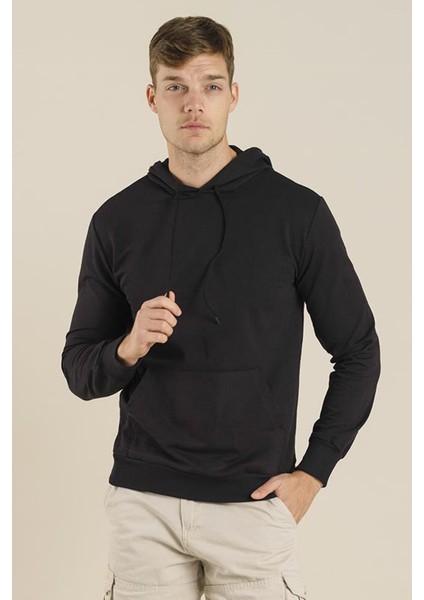 Carlis Düz Kapüşonlu Slim Fit Sweatshirt