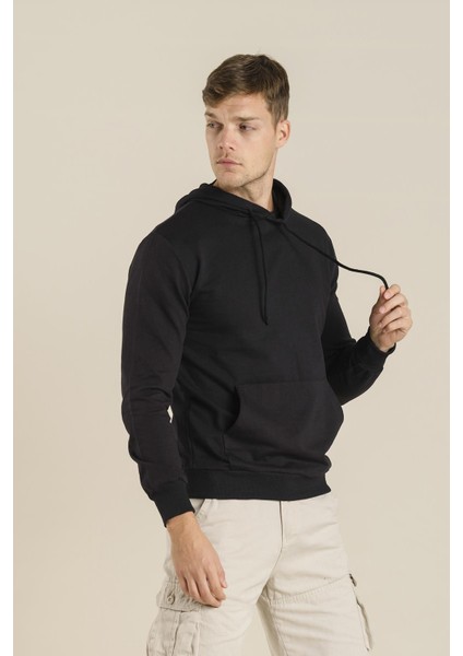 Carlis Düz Kapüşonlu Slim Fit Sweatshirt