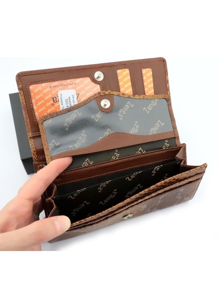 Deri Rugan Zenga Çıtçıtlı Bayan Cüzdanı Prenses Model