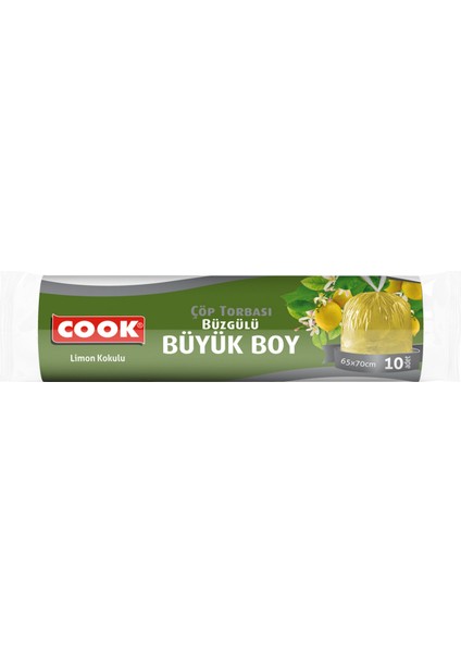 Büzgülü Çöp Torbası Büyük Limon Kokulu 10 Adet