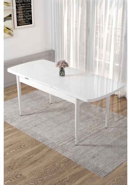 Concept Canisa Via Serisi 80X132 Açılabilir Beyaz Yemek Masa Takımı