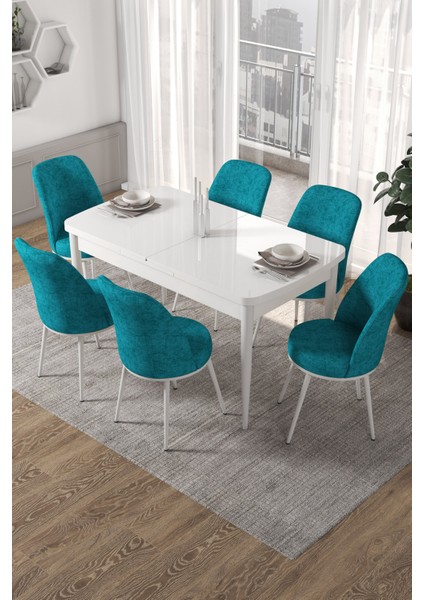 Concept Canisa Kor Serisi 70X114 Açılabilir Beyaz Mutfak Masa Takımı