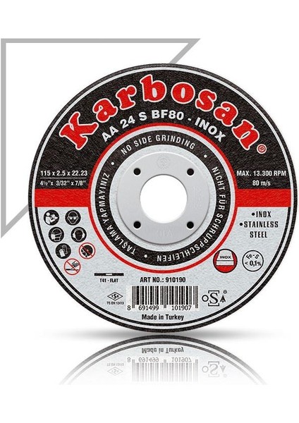 180X3X22.23 Paslanmaz Inox Çelik Kesme Diski 910210
