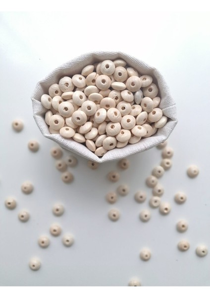 Ham Yassı Ahşap Boncuk 100 Adet