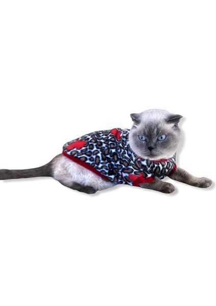 Leopar Hearts Kedi Süeteri Kedi Kıyafeti L