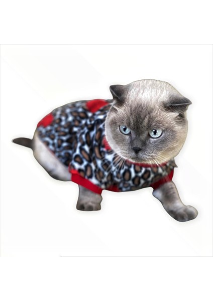 Leopar Hearts Kedi Süeteri Kedi Kıyafeti L
