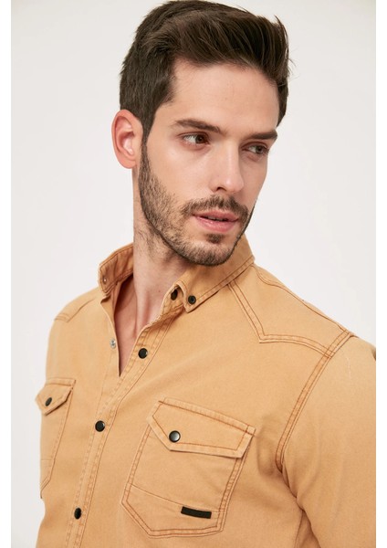Çift Cepli Çıtçıtlı Gabardin Gömlek modelleri