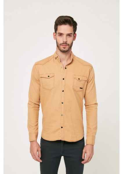 Çift Cepli Çıtçıtlı Gabardin Gömlek indirimleri