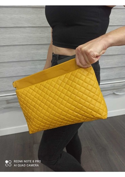 Kadın Clutch Çanta Hardal