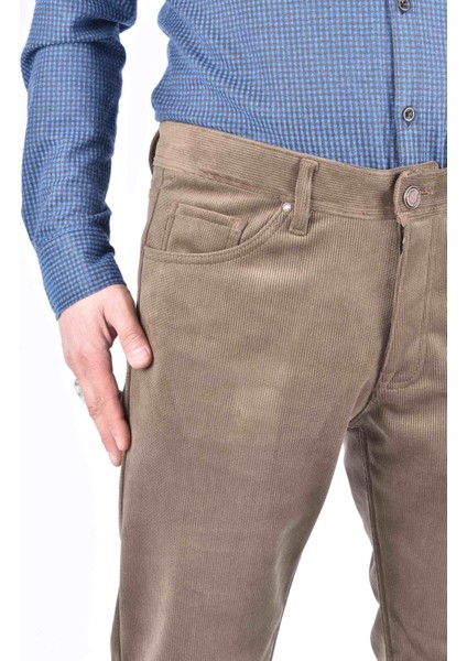 6015 Polarlı Slimfit Kadife Pantolon/bej/52 fırsatları