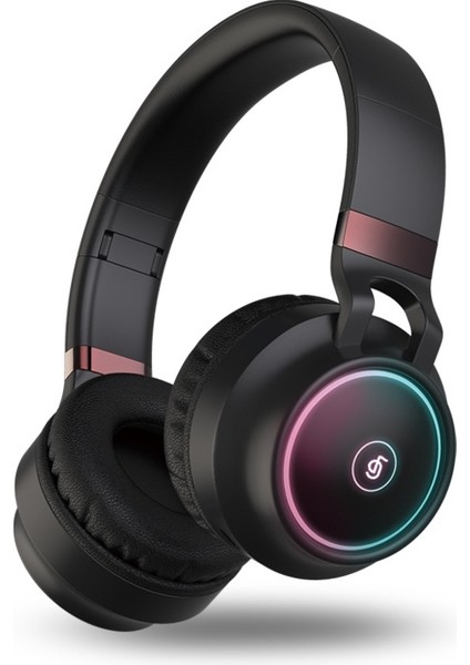 Renkli LED Bluetooth 5.0 Hifi Stereo Katlanabilir Kulaklık Siyah (Yurt Dışından)