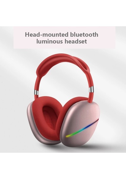 Mıc ile MAX10 Rgb Bluetooth Müzik Kulaklık Kırmızı (Yurt Dışından)