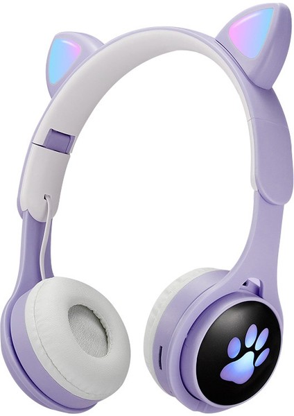 B30 Kedi Kulakları Renkli Aydınlık Bluetooth Kulaklık Mor (Yurt Dışından)