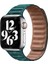 Apple Watch 7 6 Se 5 4 3 2 1 - 42 / 44 / 45 mm Uyumlu Baklalı Model Deri Kayış Mıknatıslı Kordon Petrol Mavisi 1